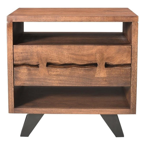 Moe's Home Collection Madagascar Acacia Wood Nightstand, Natural, 21.5"" h x 21.5"" w x 16"" d