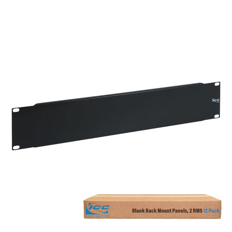 ICC 2 RMS Blank Rack Mount Panels, Cable Management, 19-Inch Steel Filler Panels for EIA Server & Network Racks, Black, 12-Pack