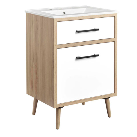 Modway EEI-6498-WHI-OAK Maverick 24" Bathroom Vanity, White Oak