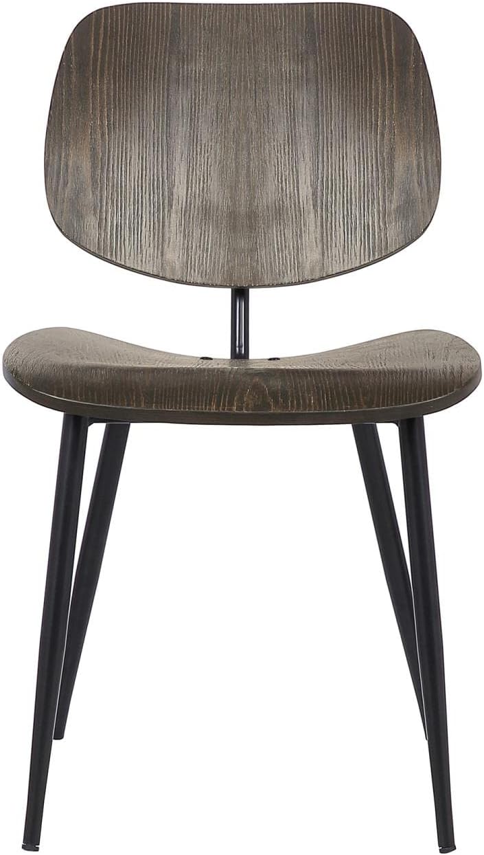 Miki Mid-Century Black Wood Dining Accent Chairs (Set of 2)