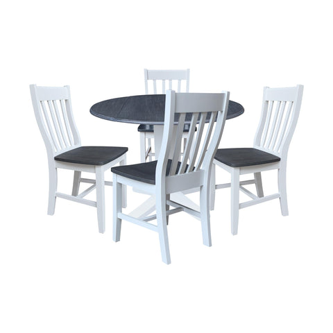 International Concepts 42" Round Drop Leaf Table with Four Dining Chairs