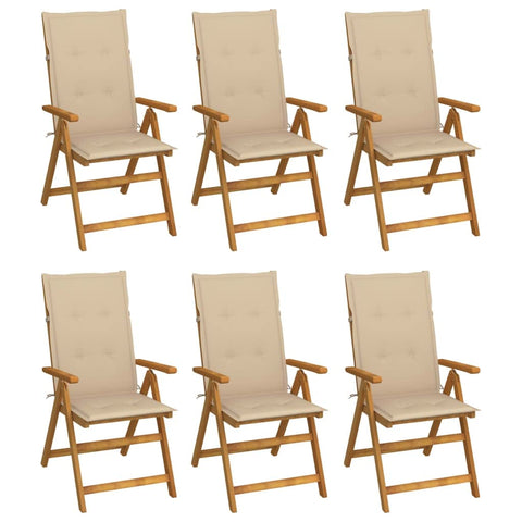 vidaXL Folding Garden Chairs with Cushions 6pcs Acacia Wood