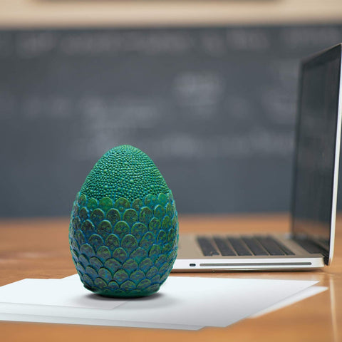 Toynk Dragon Egg Paperweight Replica | 4.5-Inch Solid Resin Blue Dragon Egg Collectible with Fleece Pouch | Fantasy Mythical Desk & Office Decor, Unique Gift for Dragon Lovers & Fantasy Collectors