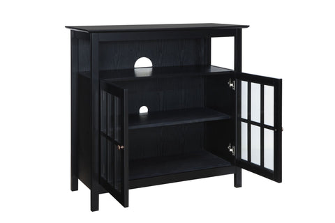 Convenience Concepts Big Sur Highboy TV Stand 36" - Modern Entertainment Center For TVs up to 40", Storage Cabinet for Dining, Living Room, & Entryway, Console Hall Table with Shelves, Black