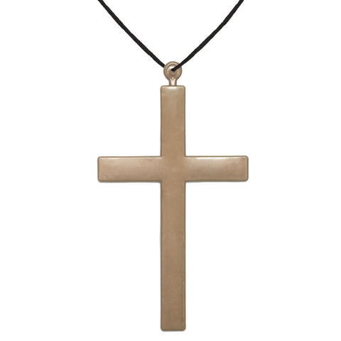 UNDERWRAPS Large Monk Cross Necklace - Oversized Monk Cross Necklace for Men & Women, Prop for Priest Costume, Halloween Cosplay Crucifix Necklace (Large Cross) Beige