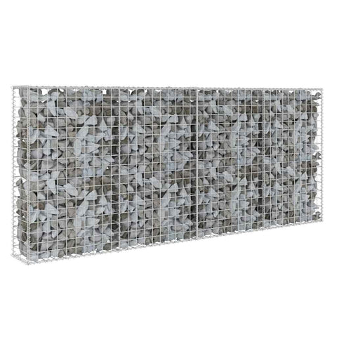 vidaXL Gabion Basket with Lids, Galvanised Steel Gabion Wall, Rectangular Gabion Cage for Garden, High Load Capacity, 78.7"x7.9"x33.5”