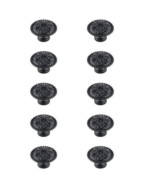 Elegant Lighting Indoor Modern Home Decorative Cabinet/Drawer Hardware Corio 0.9" Diameter Matte Black Mushroom Knob Multipack (Set of 10)
