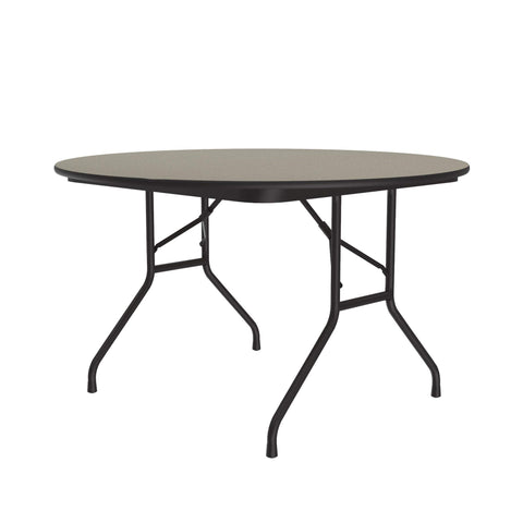 Correll 48" Round Commercial Folding Table, Savannah Sand HP Laminate Top, 3/4" Core, USA Made, Portable, Strong Steel Apron (CF48PX-54)