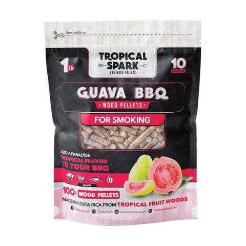 Tropical Spark Wood Pellets | Perfect for BBQ, Smoking, Grilling, Bake, Roast, Braise | Premium 100% All-Natural | Guava Wood | 1 lb. Bag