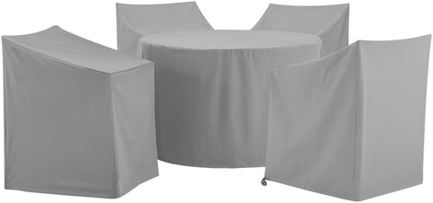 5Pc Round Outdoor Dining Furniture Cover Set Gray - 4 Dining Arm Chairs & 1 Round Dining Table