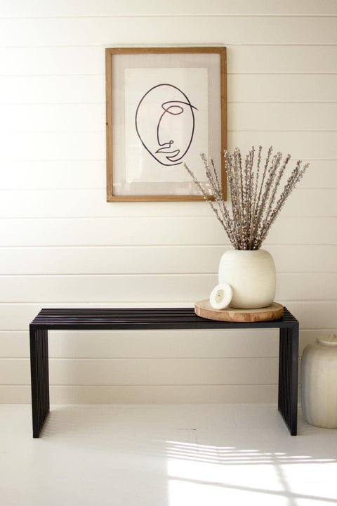 KALALOU Black Metal Bench Console with Black Finish CLL2653