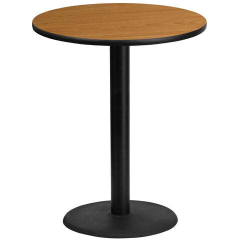 Flash Furniture Stiles 36'' Round Natural Laminate Table Top with 24'' Round Bar Height Table Base