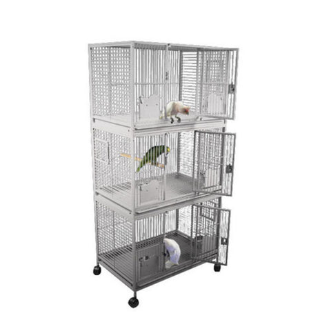 A&E Cage Co. Triple Stack Cage, 36"" x24, Platinum (3624-3 Platinum)