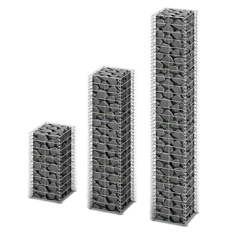 vidaXL Gabion Basket Set 3 Piece, Gabion Wall for Outdoor Garden Patio Backyard, Gabion Cages for Stone Planter, Rock-Stone Wall, Galvanized Wire