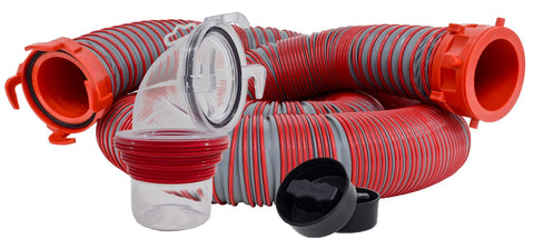 Valterra Viper 15-Foot RV Sewer Hose Kit, Universal Sewer Hose for RV Camper, Includes 15-Foot Hose with Rotating Fittings, 90 Degree ClearView Sewer Adapter and 2 Drip Caps