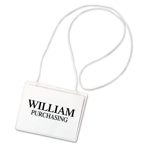 C-Line Hanging Style Name Badge Holders with Elastic Cord, 4 x 3 Inches, Clear, 50 per Box (96043)