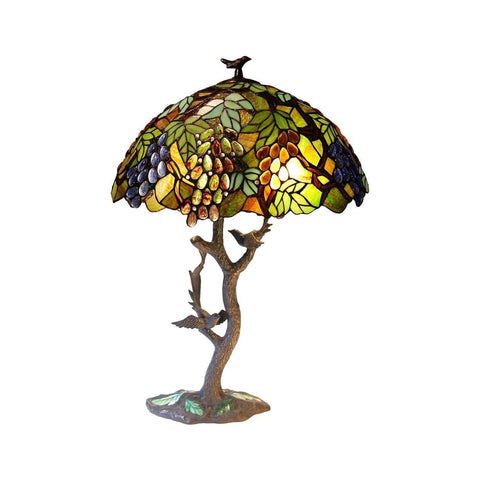 Chloe Lighting CH1B440GA20-TL2 Oval Shape 2 Tiffany-Style Featuring Leafs and Grapes Table Lamp, 34 x 20 x 20", Bronze