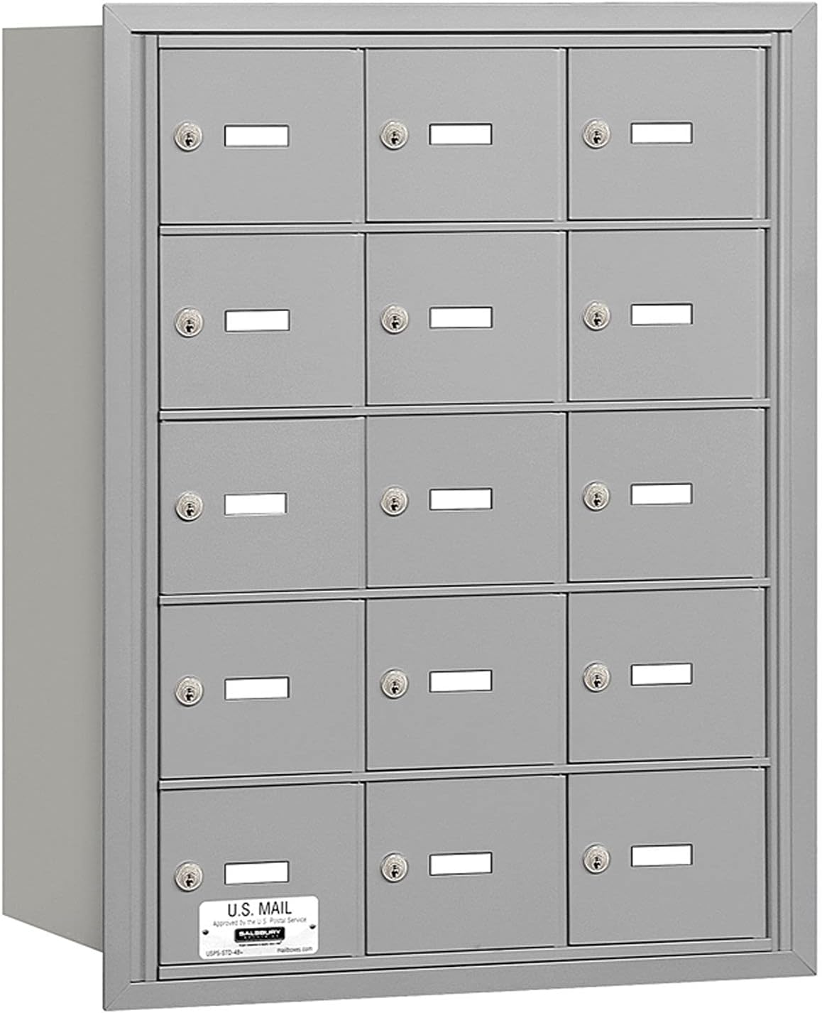 Salsbury Industries 3615ARU 4B Plus Horizontal Mailbox, 15 A Doors, Rear Loading, USPS Access, Aluminum