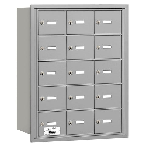 Salsbury Industries 3615ARP 4B Plus Horizontal Mailbox, 15 A Doors, Rear Loading, Private Access, Aluminum