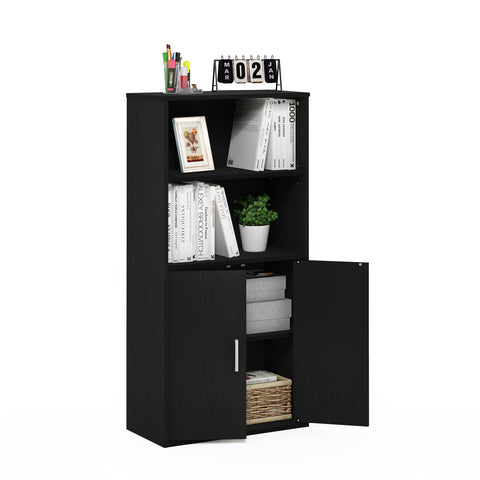 Furinno Pasir 4-Tier Storage Bookcase, Bookshelf, Multipurpose Shelf, Black Oak