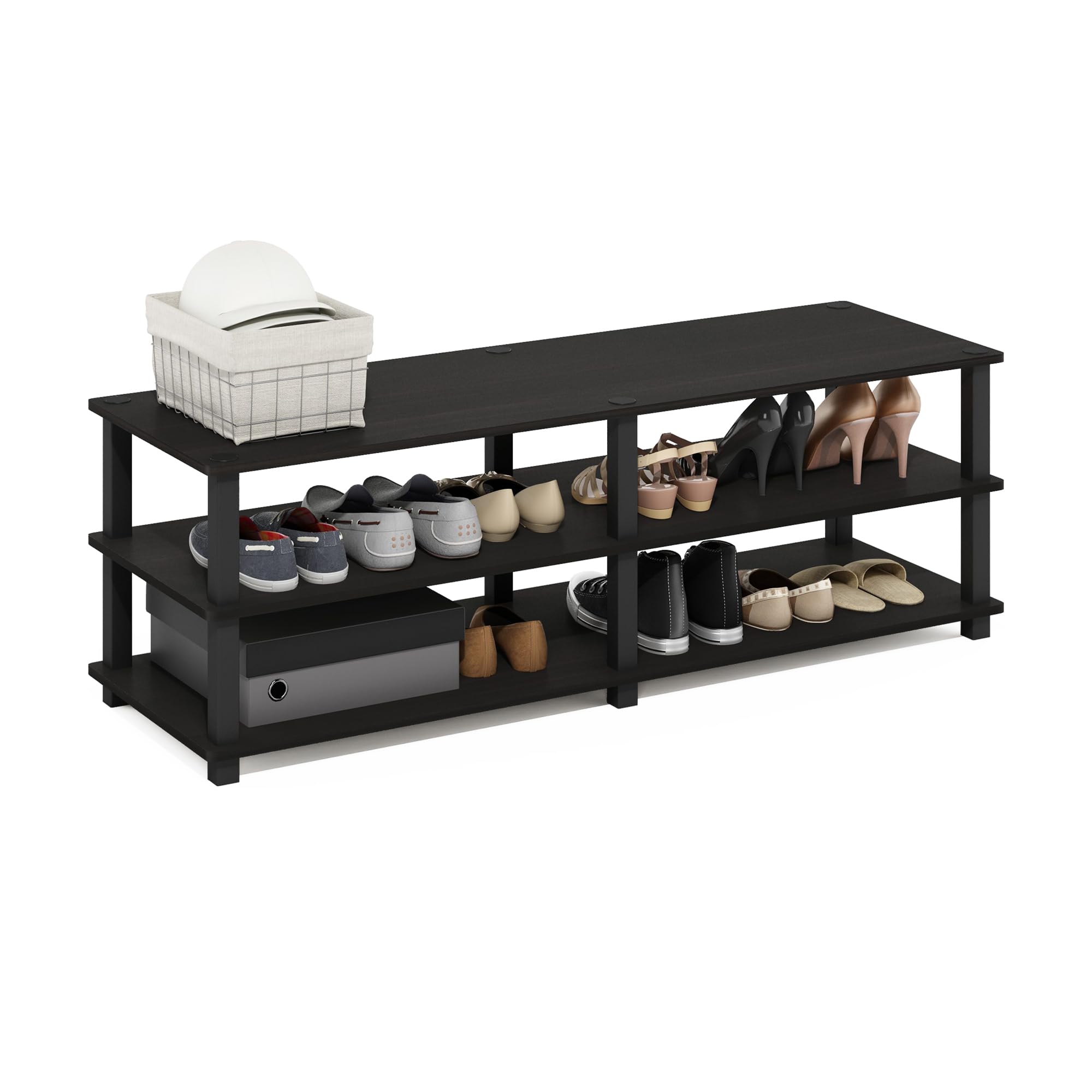 Furinno TURN-S-TUBE Shoe Rack, 3-Tier Wide Shoe Organizer, Open Shelf ...