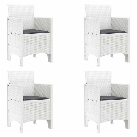 vidaXL Garden Chair 4 pcs White 20.87 x 19.29 x 33.46 in Polypropylene, Garden & Terrace, Stylish Armchair, Rectangle Outdoor Seat, Tough Patio Chair, Comfy Lounge for Chillin