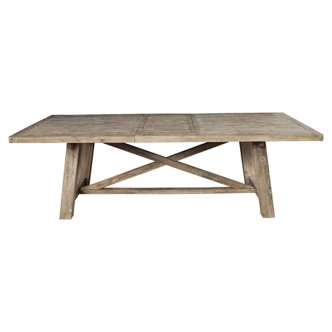 Oakestry Newberry Acacia Extension Dining Table Weathered Natural Solid Wood Expandable Rectangular Kitchen Furniture Farmhouse Spacious Elegant Sturdy Versatile Stylish Classic Dining Room Table