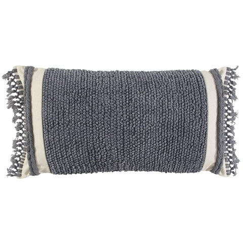 Rizzy Home 14" x 26" Woven Cotton Pillow Cover in Gray