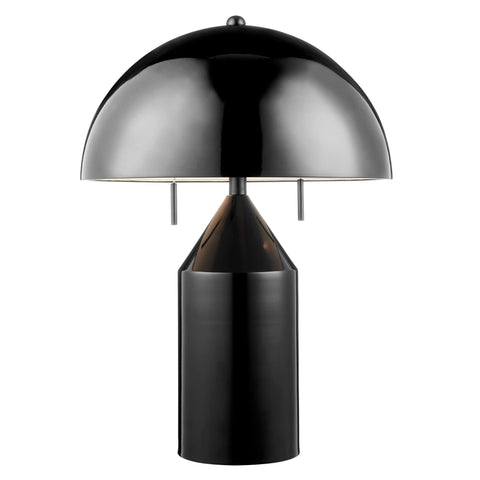 Lite Source Ranae 21 1/2" Gloss Black Metal Modern Mushroom Table Lamp