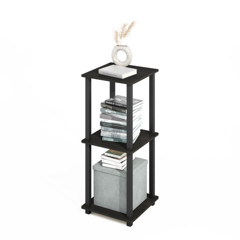 Furinno Turn-N-Tube 2-Pack Book Shelf, 2-Tier Bookshelf with Open Shelf, Toolless Stackable Bookcase, 15.6 x 15.6 x 19.6, for Home Office, Living Room, Bedroom, Espresso/Black