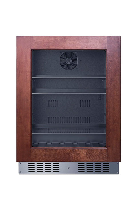 Built-in undercounter ADA compliant all-refrigerator with panel-ready glass door, black cabinet, lock, and digital controls