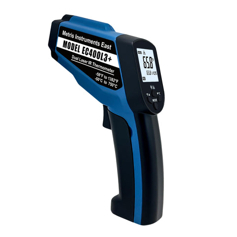 Metris Instruments Digital Infrared Thermometer Gun for HVAC, Industrial, Automotive, MRO; -58 to 1382 °F (-50 to 750 °C) 24:1 D:S Ratio (at appx. 24 inches - Test 1 Inch Area), Model EC400L3+