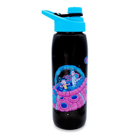 Rick and Morty Plastic Water Bottle With Screw-Top Lid | BPA-Free Plastic Sports Jug With Leakproof Lid