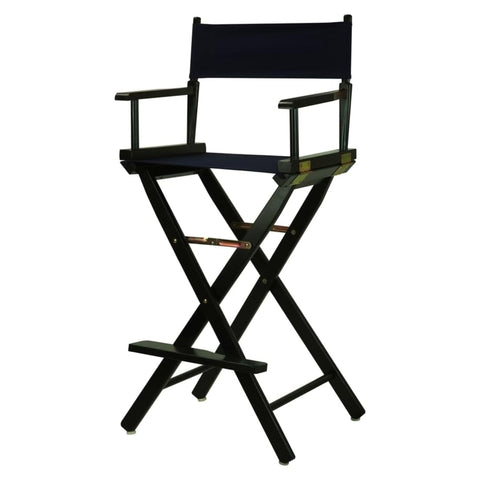 Oakestry Extra Wide Premium 30 Inch Directors Chair Black Frame Navy Canvas Bar Height Folding Portable Tall Seat Comfortable Armrests Lightweight Wood Frame Indoor Outdoor Event Travel Furniture