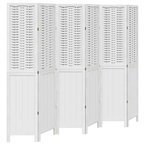 vidaXL Room Divider 6 Panels, Privacy Screen, Room Separator for Bedroom Office, Foldable Room Partition, White Solid Wood Paulownia