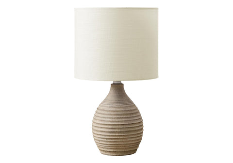 Monarch Specialties I 9846 Lighting, 17" H, Table Lamp, Brown Resin, Ivory/Cream Shade, Contemporary, Modern