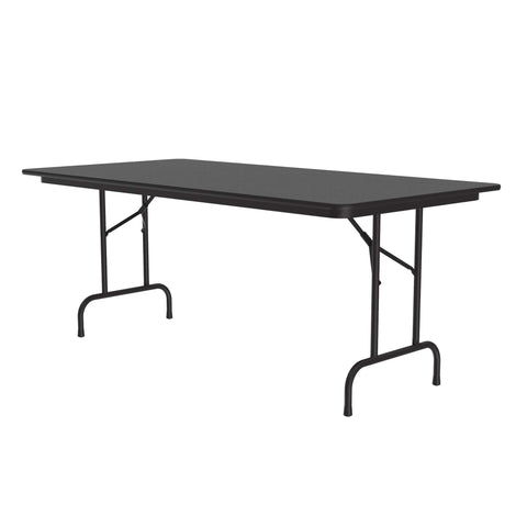Correll 36"x72" Commercial Duty Small Folding Table, Black Granite Melamine Top, 5/8" Core, Made in USA, Portable, Strong Steel Apron (CF3672M-07)