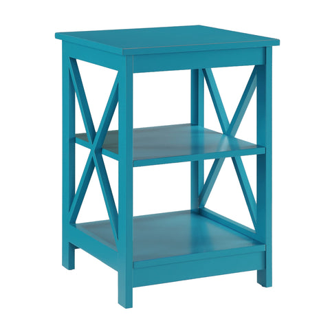 Convenience Concepts Oxford End Table 15.75" - Modern Living Room Table with Storage Shelves, Transitional Nightstand Side Table for Home Decor and Display, Blue
