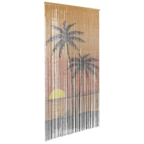vidaXL Insect Door Curtain Palm Tree Print 35.4"x86.6" Bamboo, Fly Curtain, Door Fly Screen, Beaded Fly Curtain, Fly Screen, Bamboo Curtain