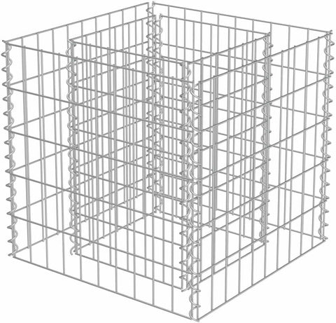 vidaXL Gabion Raised Bed in Durable Galvanized Steel - 19.7"x19.7"x19.7" - Easy Self Assembly - Silver Color, Perfect for Gardens or Patios