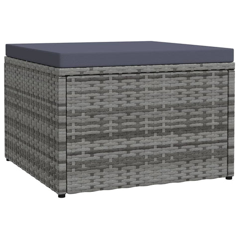 vidaXL Garden Footstool with Poly Rattan Cushion in Gray - Versatile Outdoor Furniture with Steel Frame, Adjustable Feet and Cushioned Comfort
