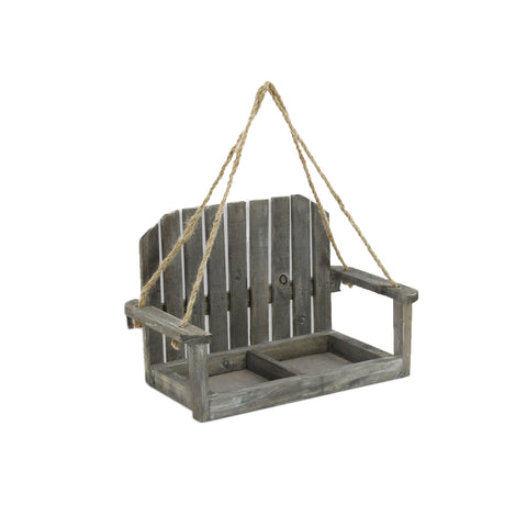 Roostvale Wooden Hanging Chair with Double Pot Storage - Gray Wash