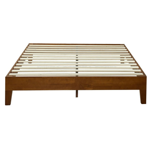 Fast Furnishings Full Size Low Profile Platform Bed Frame in Cherry Wood Finish
