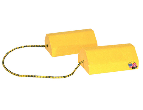 Buyers Products WC9642Y Yellow Small Wheel Chock Set, Lightweight Composite Construction, 32.75 Inch Rope, Ideal for Vehicle Maintenance and Storage, Aviation and Tractors