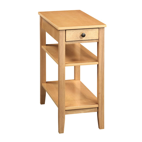 Convenience Concepts American Heritage Chairside End Table with USB Ports & AC Outlet 11.25" - Living Room Accent with Storage Drawer & Shelves, Bedroom Nightstand with Charging Station, Natural