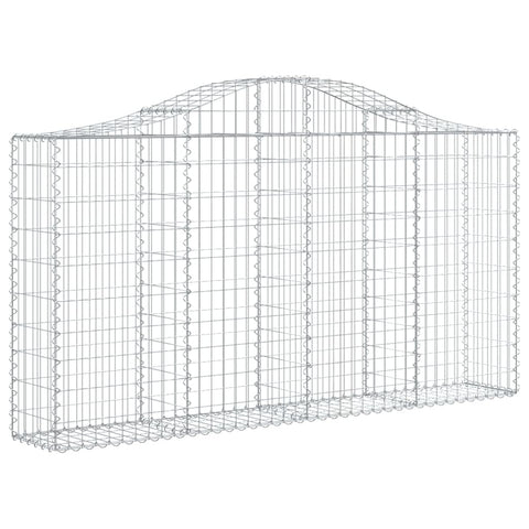 vidaXL Arched Gabion Baskets 3 pcs Set - Galvanized Iron Stone Cage Retaining Wall for Garden Decoration and Barrier - Easy to Assemble