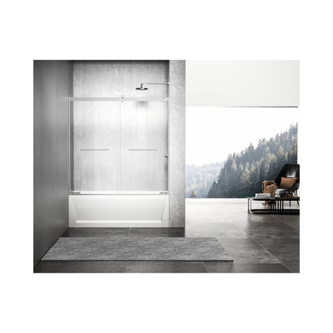 Elegant Kitchen and Bath Ross Frameless Aluminum Tub Door in Chrome