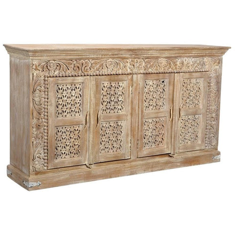 Moti Carter Toro Solid Wood 4 Door Sideboard in Antique White