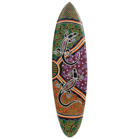 RAM Outdoor Decor Hand Painted Wooden Gecko Surfboard Wall Art Sign