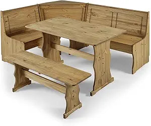 OS Home and Office Furniture Model COR805 Solid Pine Corner Dining Booth in Corona Brown